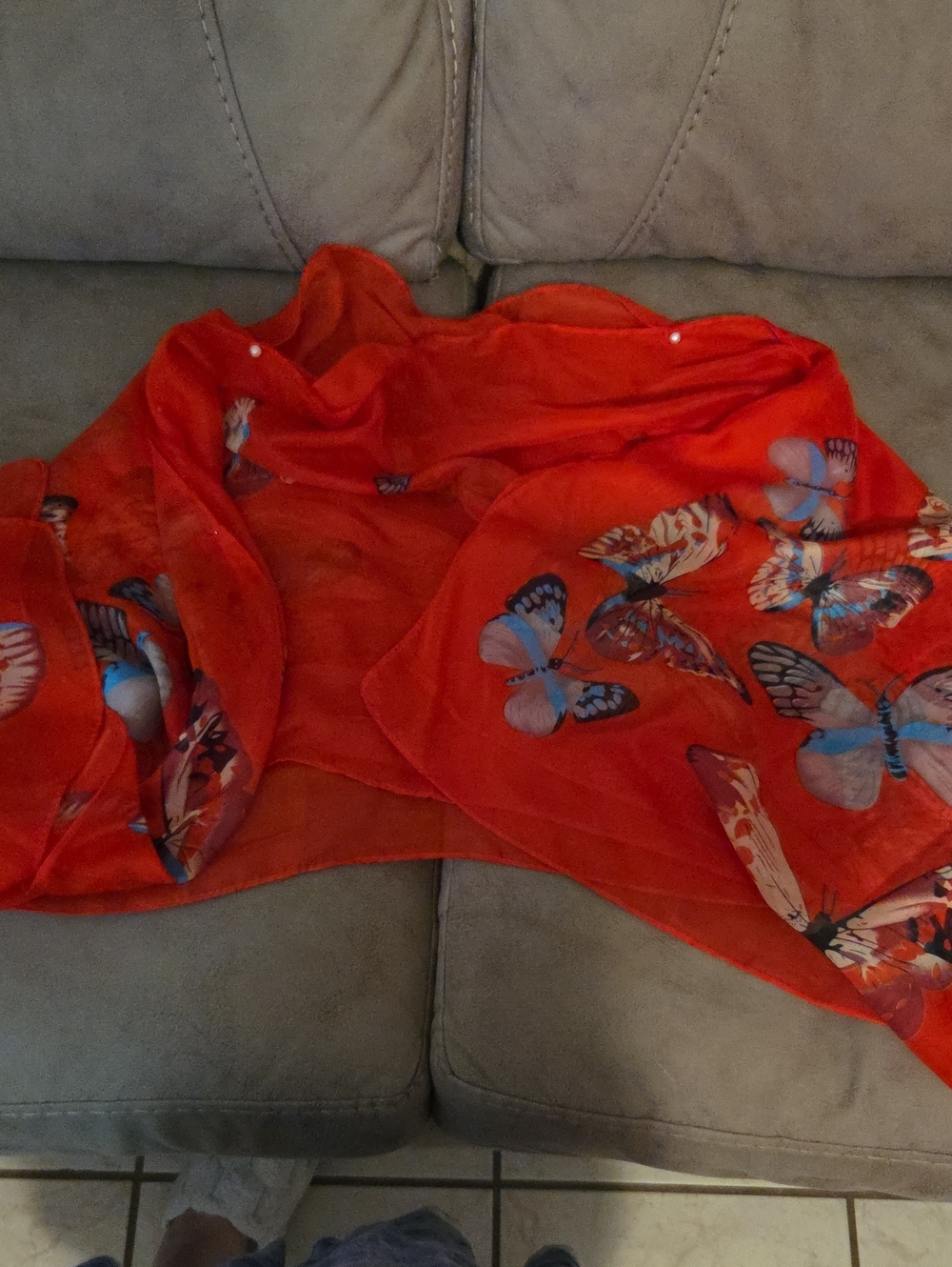 Red Butterfly Sheer Scarf